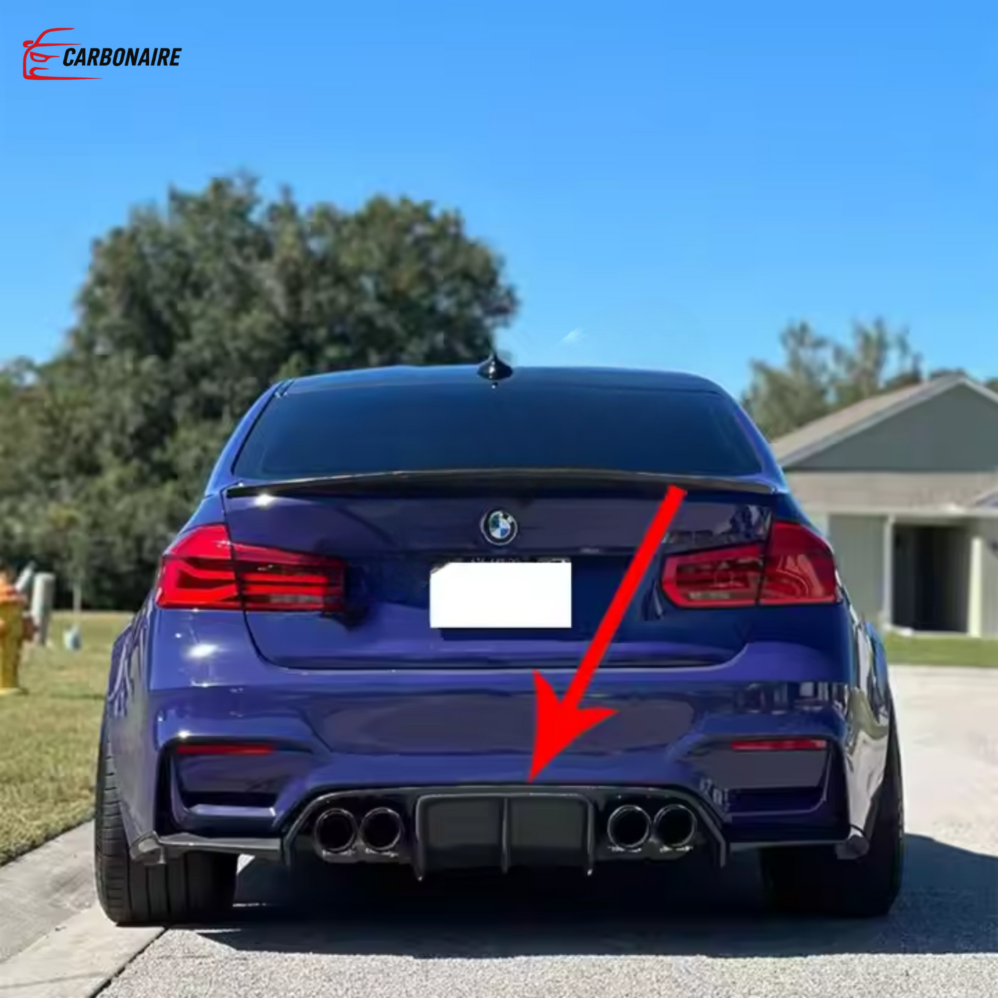 BMW F30 Rear Lip Rear Diffuser Carbon Fiber (M3 Bumper Only) (2012-2018)
