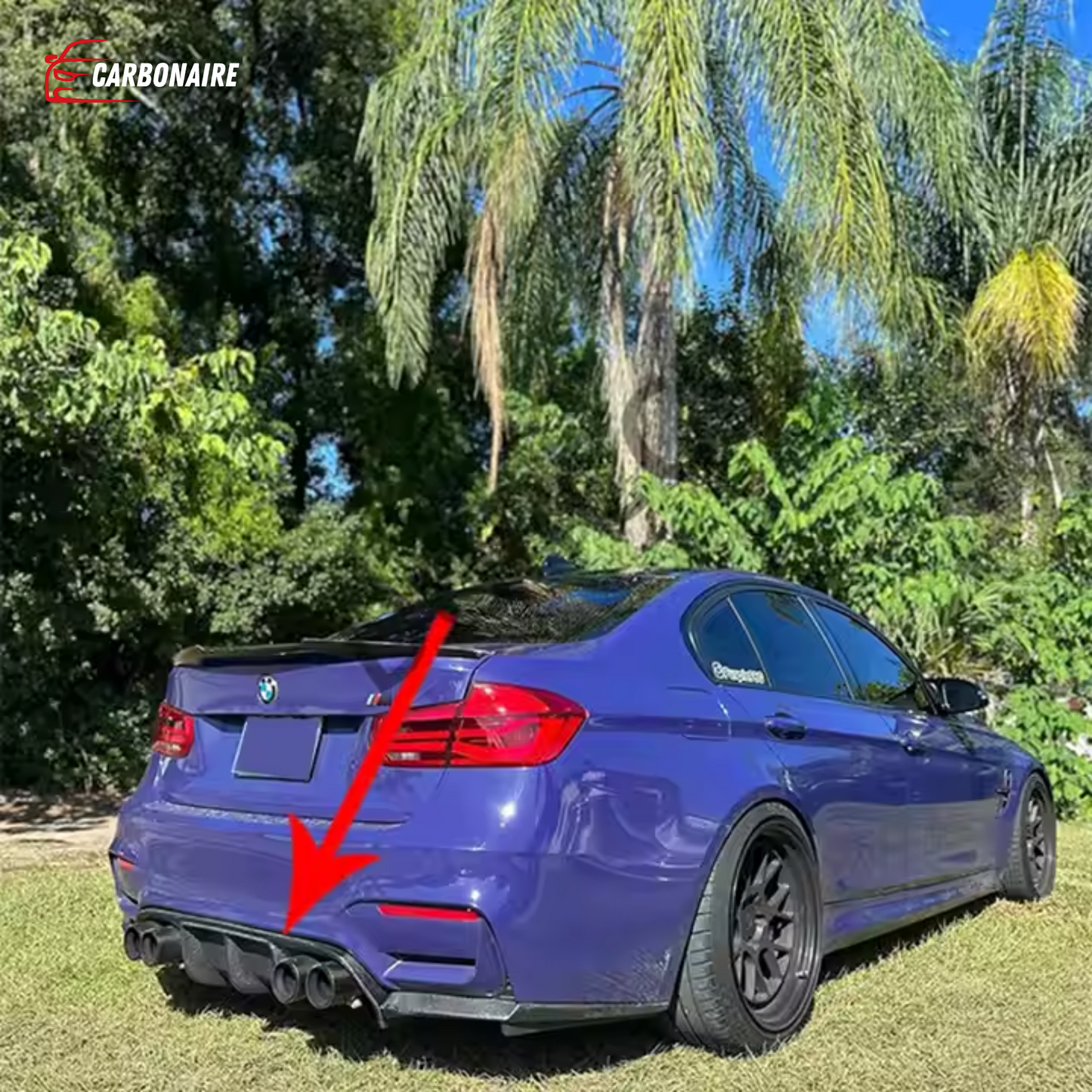 BMW F30 Rear Lip Rear Diffuser Carbon Fiber (M3 Bumper Only) (2012-2018)