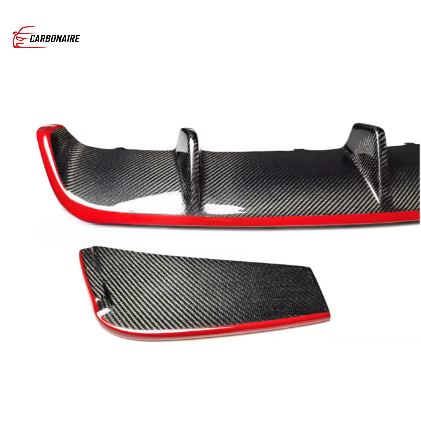 Mercedes-Benz CLA W117 Rear Diffuser Carbon Style with Red Trim (2013–2019)