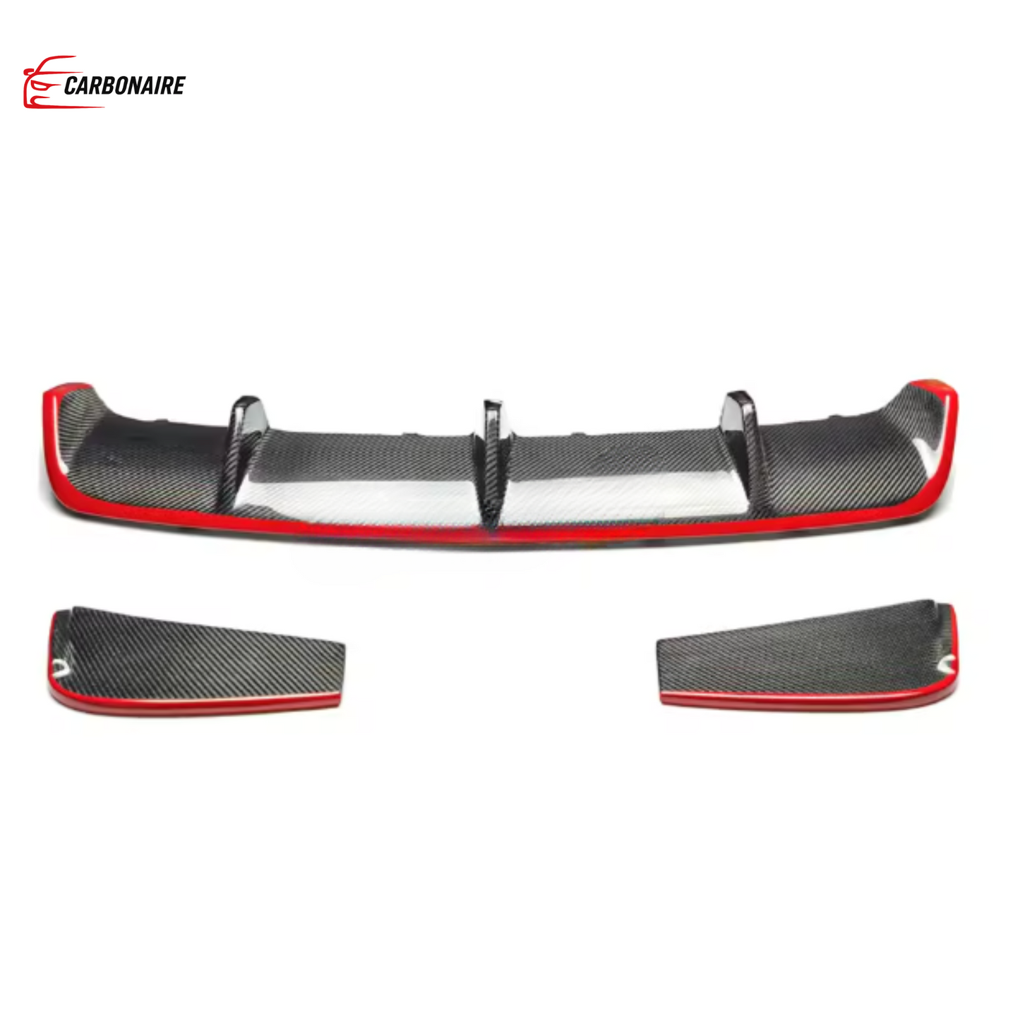 Mercedes-Benz CLA W117 Rear Diffuser Carbon Style with Red Trim (2013–2019)