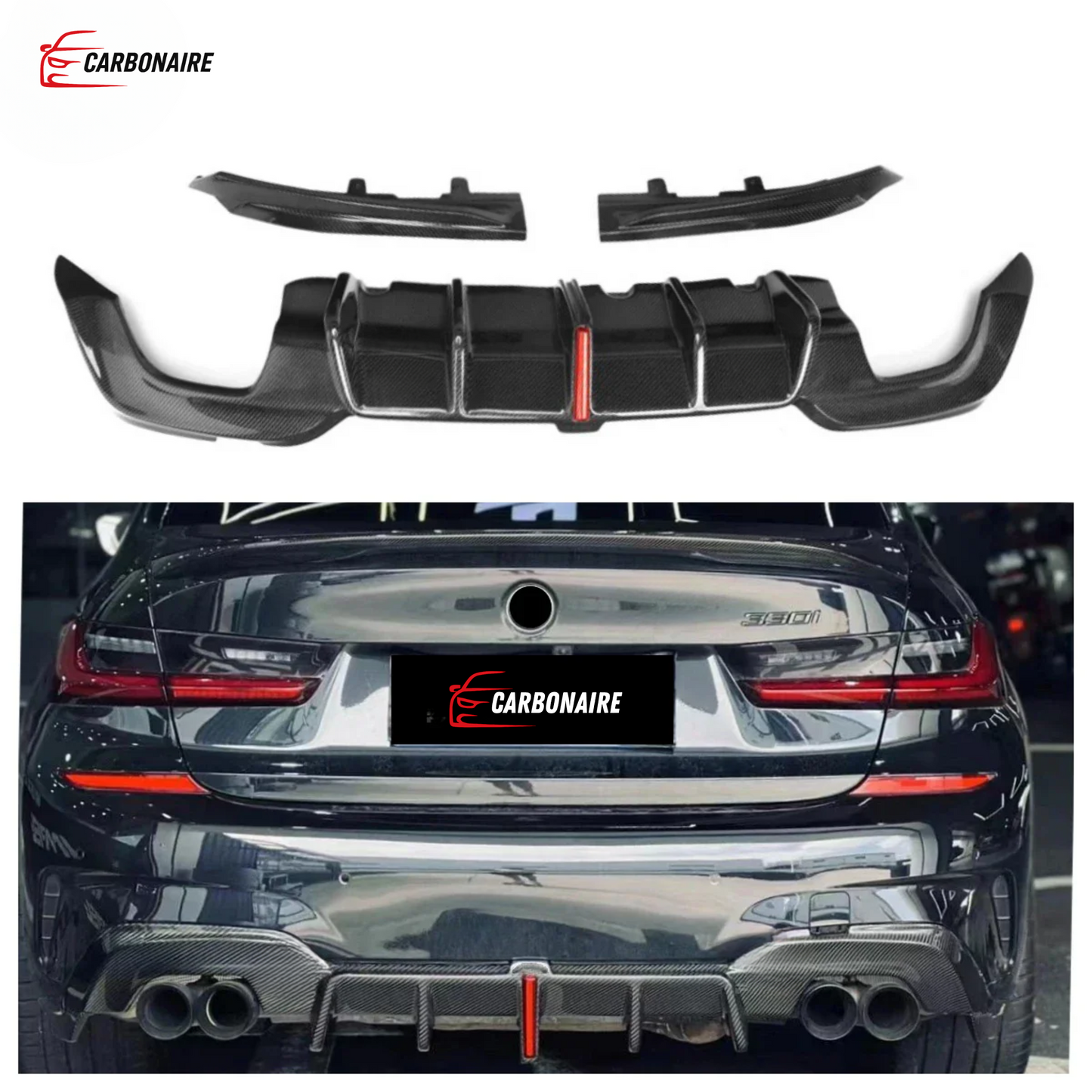 M340i Carbon Fiber KB Style Rear Bumper Diffuser for BMW 3 Series G20 2019-2023