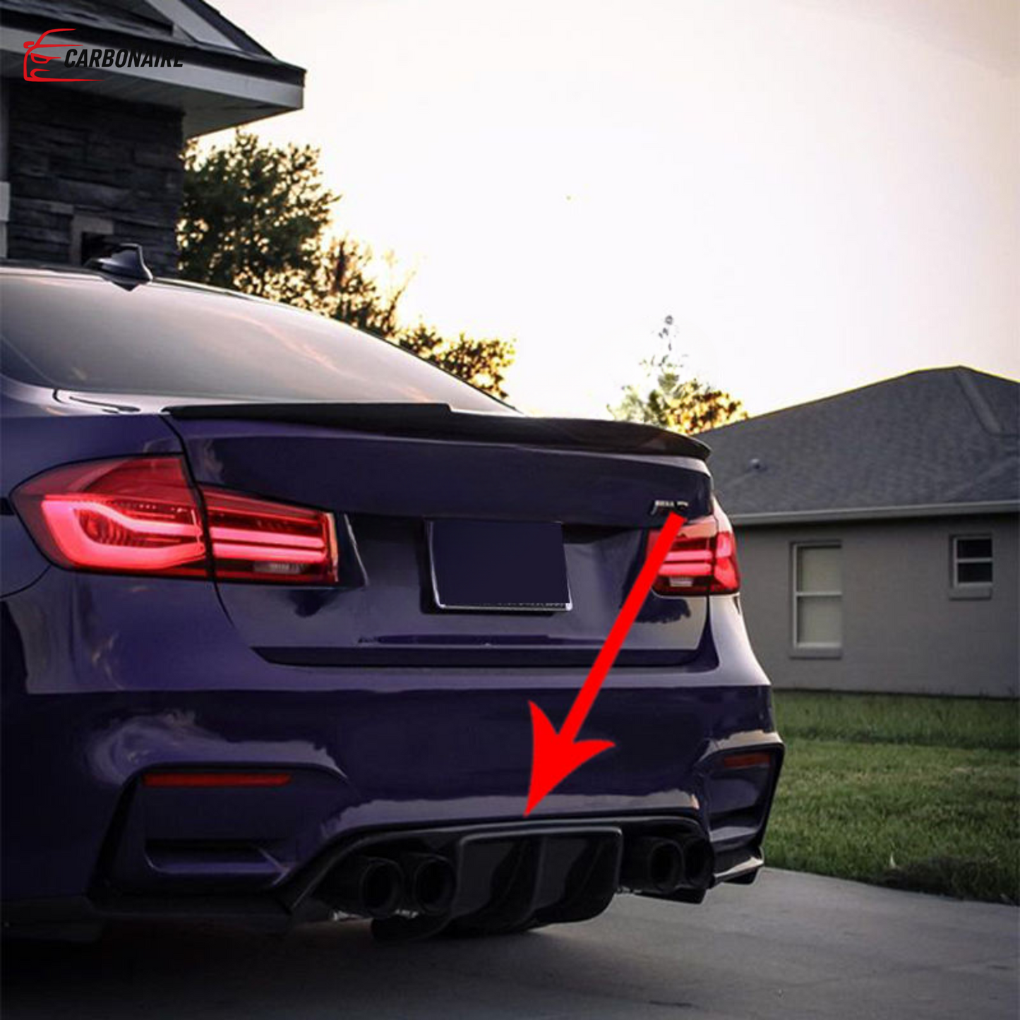 BMW  F30 Rear Lip Rear Diffuser Carbon Fiber (M3 Bumper Only) (2012-2018)
