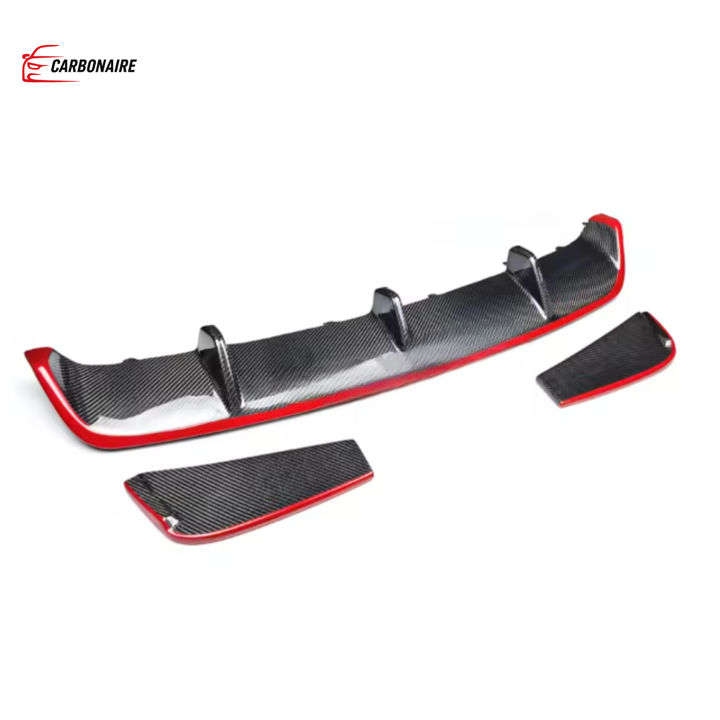 Mercedes-Benz CLA W117 Rear Diffuser Carbon Style with Red Trim (2013–2019)