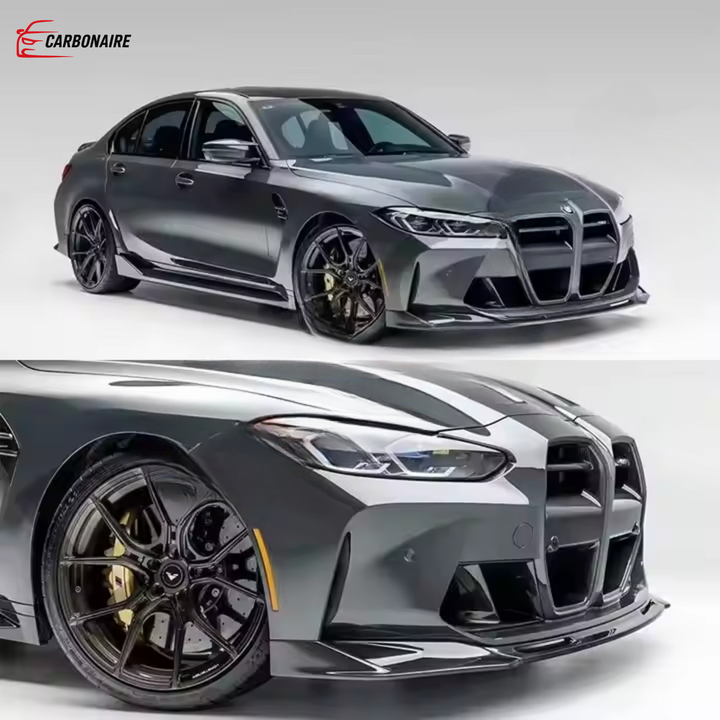 BMW M3 M4 G80 G82 Front Lip Double Door Coupe Carbon Fiber V Style (2020-2024)